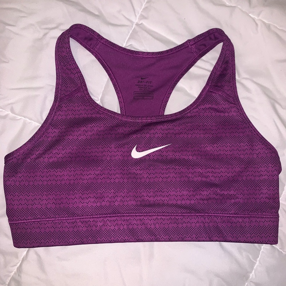 Purple Unpadded Printed Nike Dri-Fit Sports Bra
